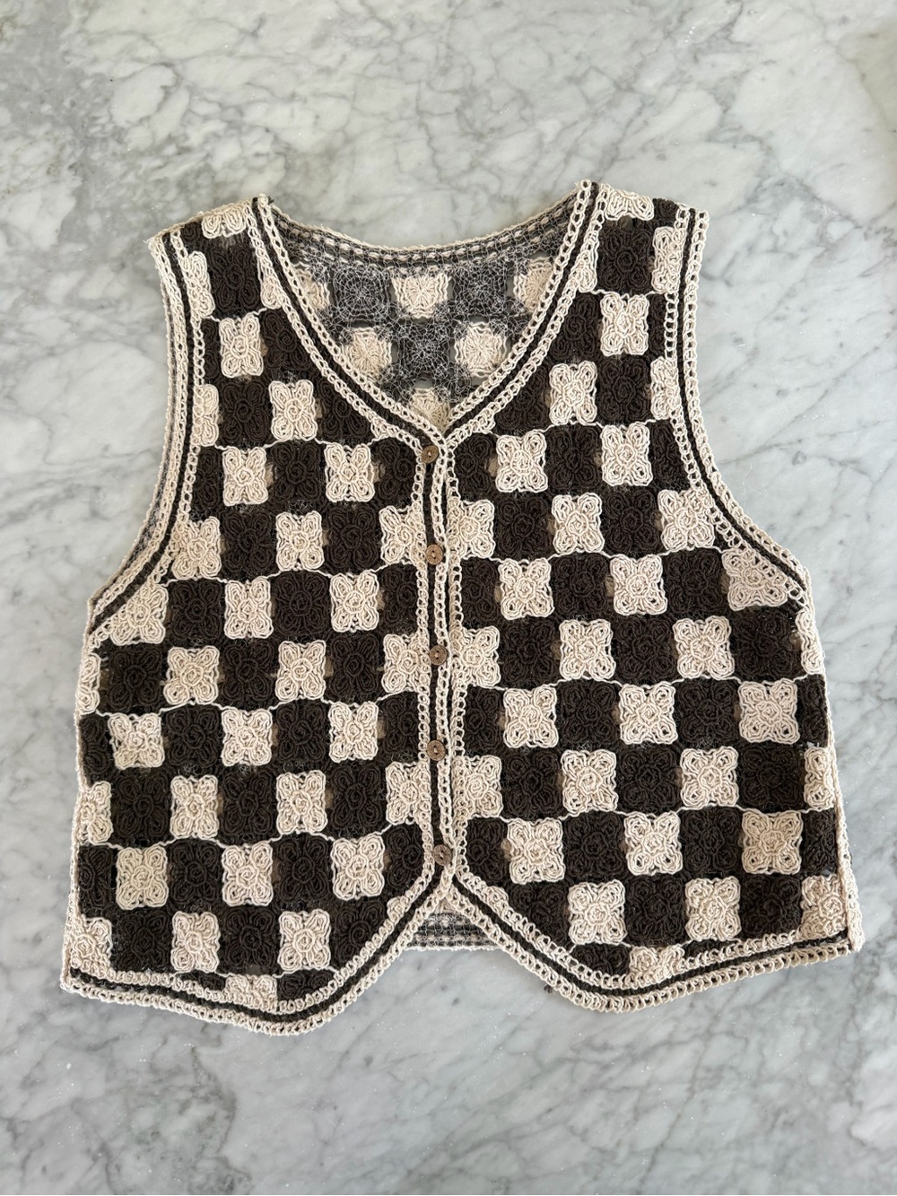 Tach Clothing Checkerboard Vest in Black & Cream